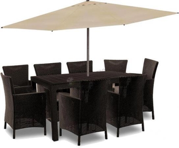 Zestaw ogrodowy z wysokim stołem i parasolem dla 8 osób Melody 8Y brązowy